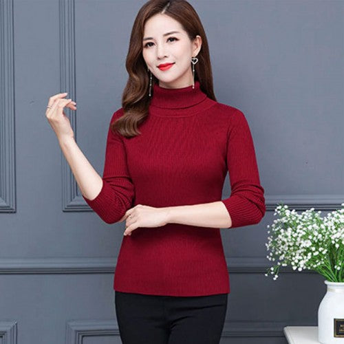 Trendy Maroon High Neck Pullover for Girls – Soft & Warm